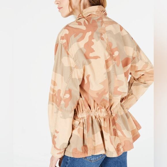 Free People Lead The Way Camo Lightweight Utility Jacket Taupe Tan Women’s XS - Picture 2 of 11